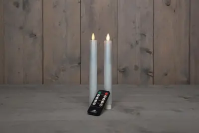 Anna's Collection LED dinerkaars flame effect rustiek 23 cm parel 2 stuks - afbeelding 1