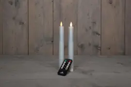 Anna's Collection LED dinerkaars flame effect rustiek 23 cm parel 2 stuks - afbeelding 1