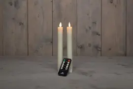 Anna's Collection LED dinerkaars flame effect rustiek 23 cm ivoor 2 stuks - afbeelding 1