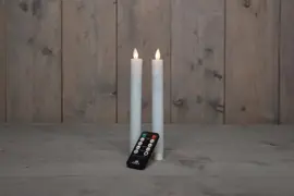 Anna's Collection LED dinerkaars flame effect rustiek 23 cm wit 2 stuks - afbeelding 1