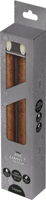 Anna's Collection LED dinerkaars flame effect rustiek 23 cm koper 2 stuks - afbeelding 1
