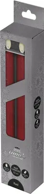 Anna's Collection LED dinerkaars flame effect rustiek 23 cm rood 2 stuks - afbeelding 1