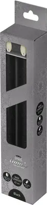 Anna's Collection LED dinerkaars flame effect rustiek 23 cm zwart 2 stuks - afbeelding 1