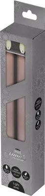 Anna's Collection LED dinerkaars flame effect rustiek 23 cm lichtroze 2 stuks - afbeelding 1