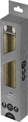 Anna's Collection LED dinerkaars flame effect rustiek 23 cm goud 2 stuks - afbeelding 1