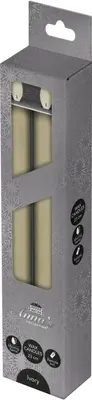 Anna's Collection LED dinerkaars flame effect rustiek 23 cm ivoor 2 stuks - afbeelding 1
