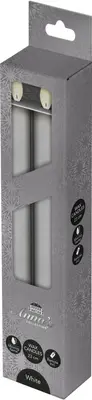 Anna's Collection LED dinerkaars flame effect rustiek 23 cm wit 2 stuks - afbeelding 1
