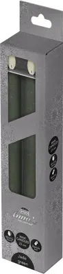 Anna's Collection LED dinerkaars flame effect rustiek 23 cm jade groen 2 stuks - afbeelding 1