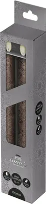 Anna's Collection LED dinerkaars flame effect rustiek 23 cm brons 2 stuks - afbeelding 1
