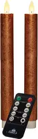 Anna's Collection LED dinerkaars flame effect rustiek 23 cm koper 2 stuks - afbeelding 1