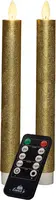Anna's Collection LED dinerkaars flame effect rustiek 23 cm goud 2 stuks - afbeelding 1