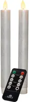Anna's Collection LED dinerkaars flame effect rustiek 23 cm parel 2 stuks - afbeelding 1