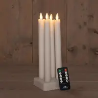 Anna's Collection LED dinerkaars oplaadbaar flame effect rustiek incl. oplaadstation 23.5 cm wit 4 stuks - afbeelding 1