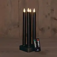 Anna's Collection LED dinerkaars oplaadbaar flame effect rustiek incl. oplaadstation 23.5 cm zwart 4 stuks - afbeelding 1