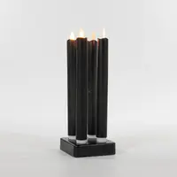 Anna's Collection LED dinerkaars oplaadbaar flame effect rustiek incl. oplaadstation 23.5 cm zwart 4 stuks - afbeelding 2