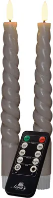 Anna's Collection LED dinerkaars swirl 3D lont taupe 2 stuks - afbeelding 1