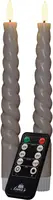 Anna's Collection LED dinerkaars swirl 3D lont taupe 2 stuks - afbeelding 1