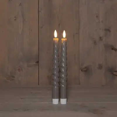 Anna's Collection LED dinerkaars swirl 3D lont taupe 2 stuks - afbeelding 4
