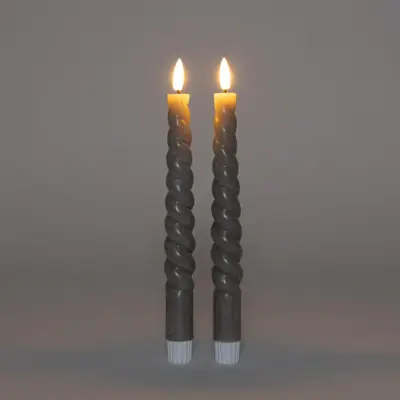 Anna's Collection LED dinerkaars swirl 3D lont taupe 2 stuks - afbeelding 5