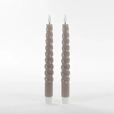 Anna's Collection LED dinerkaars swirl 3D lont taupe 2 stuks - afbeelding 2