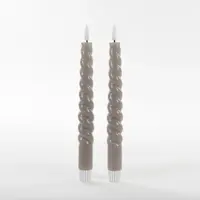Anna's Collection LED dinerkaars swirl 3D lont taupe 2 stuks - afbeelding 2