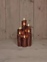 Anna's Collection LED druipkaars 3d flame set 25.5x15 cm brons 7 stuks - afbeelding 1
