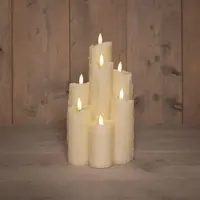 Anna's Collection LED druipkaars 3d flame set 25.5x15 cm ivoor 7 stuks - afbeelding 1