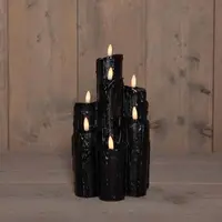 Anna's Collection LED druipkaars 3d flame set 25.5x15 cm zwart 7 stuks - afbeelding 1