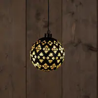 Anna's Collection LED glazen bal barok 12 lampjes zwart Ø 15cm, warm wit - afbeelding 1