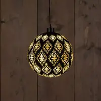 Anna's Collection LED glazen bal blad 12 lampjes zwart Ø 15cm, warm wit - afbeelding 1