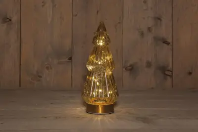 Anna's Collection LED glazen boom amber 23,5cm - afbeelding 1