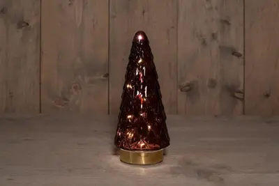Anna's Collection LED glazen boom bordeaux 24,5cm - afbeelding 1