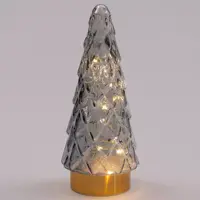 Anna's Collection LED glazen boom gouden voet grijs Ø 10,5 x 24,5cm - afbeelding 2