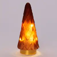 Anna's Collection LED glazen boom gouden voet mat bordeaux Ø 10,5 x 24,5cm - afbeelding 2