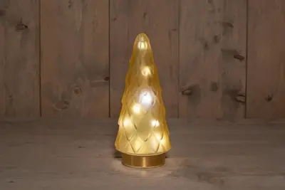 Anna's Collection LED glazen boom gouden voet mat goud Ø 10,5 x 24,5cm - afbeelding 1