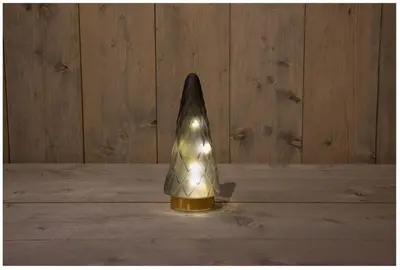 Anna's Collection LED glazen boom gouden voet mat grijs Ø 10,5 x 24,5cm - afbeelding 1