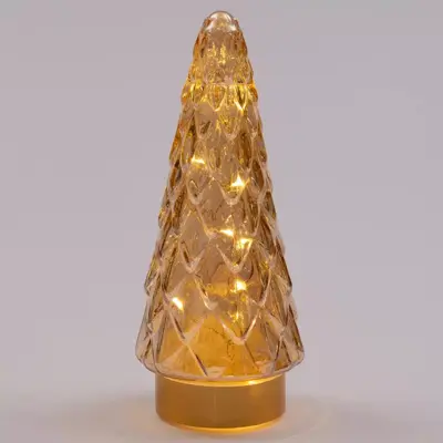 Anna's Collection LED glazen boom gouden voet taupe Ø 10,5 x 24,5cm - afbeelding 2