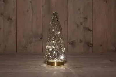 Anna's Collection LED glazen boom gouden voet transparant Ø 15 x 28,5cm - afbeelding 2