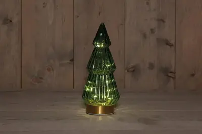 Anna's Collection LED glazen boom groen 23,5cm - afbeelding 1