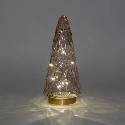 Anna's Collection LED glazen boom roze 28,5cm - afbeelding 2