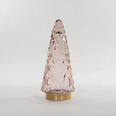 Anna's Collection LED glazen boom roze 28,5cm - afbeelding 3