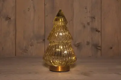 Anna's Collection LED glazen boom Timbor amber Ø 15 x 28,5cm, warm wit - afbeelding 1