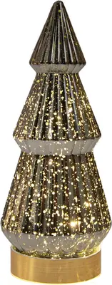 Anna's Collection LED glazen boom Timbor antraciet Ø 10 x 23,5cm - afbeelding 1