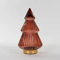Anna's Collection LED glazen boom Timbor bordeaux Ø 15 x 28,5cm, warm wit - afbeelding 1
