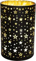 Anna's Collection LED glazen cylinder 8 lampjes goud/zwart Ø 10 x 15cm - afbeelding 1