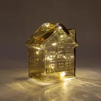 Anna's Collection LED glazen huisje 10 lampjes amber 12,5 x 7,5 x 14cm - afbeelding 2