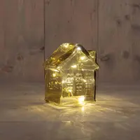 Anna's Collection LED glazen huisje 10 lampjes amber 12,5 x 7,5 x 14cm - afbeelding 1