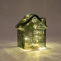 Anna's Collection LED glazen huisje 10 lampjes groen 12,5 x 7,5 x 14cm - afbeelding 2