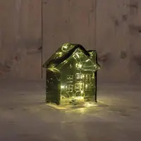 Anna's Collection LED glazen huisje 10 lampjes groen 12,5 x 7,5 x 14cm - afbeelding 1