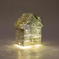 Anna's Collection LED glazen huisje 10 lampjes metallic goud 12,5 x 7,5 x 14cm - afbeelding 2